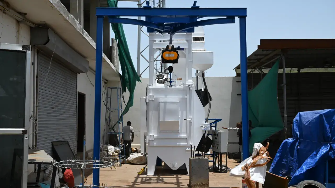 Overhead Monorail Shot Blasting System Installation